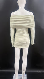 Matcha Lace Strapless Spliced Knitted Mini Dress Flowering Girl