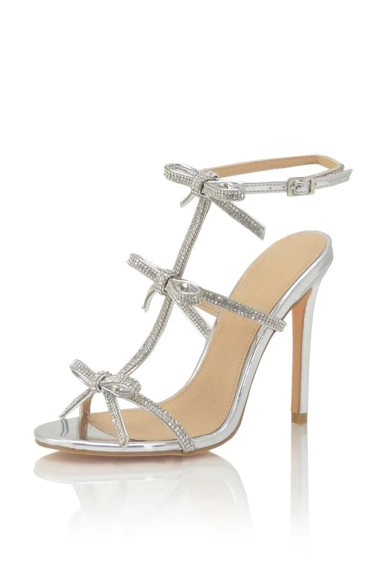 Aliaya Diamante Buckle Stiletto Sandals Flowering Girl