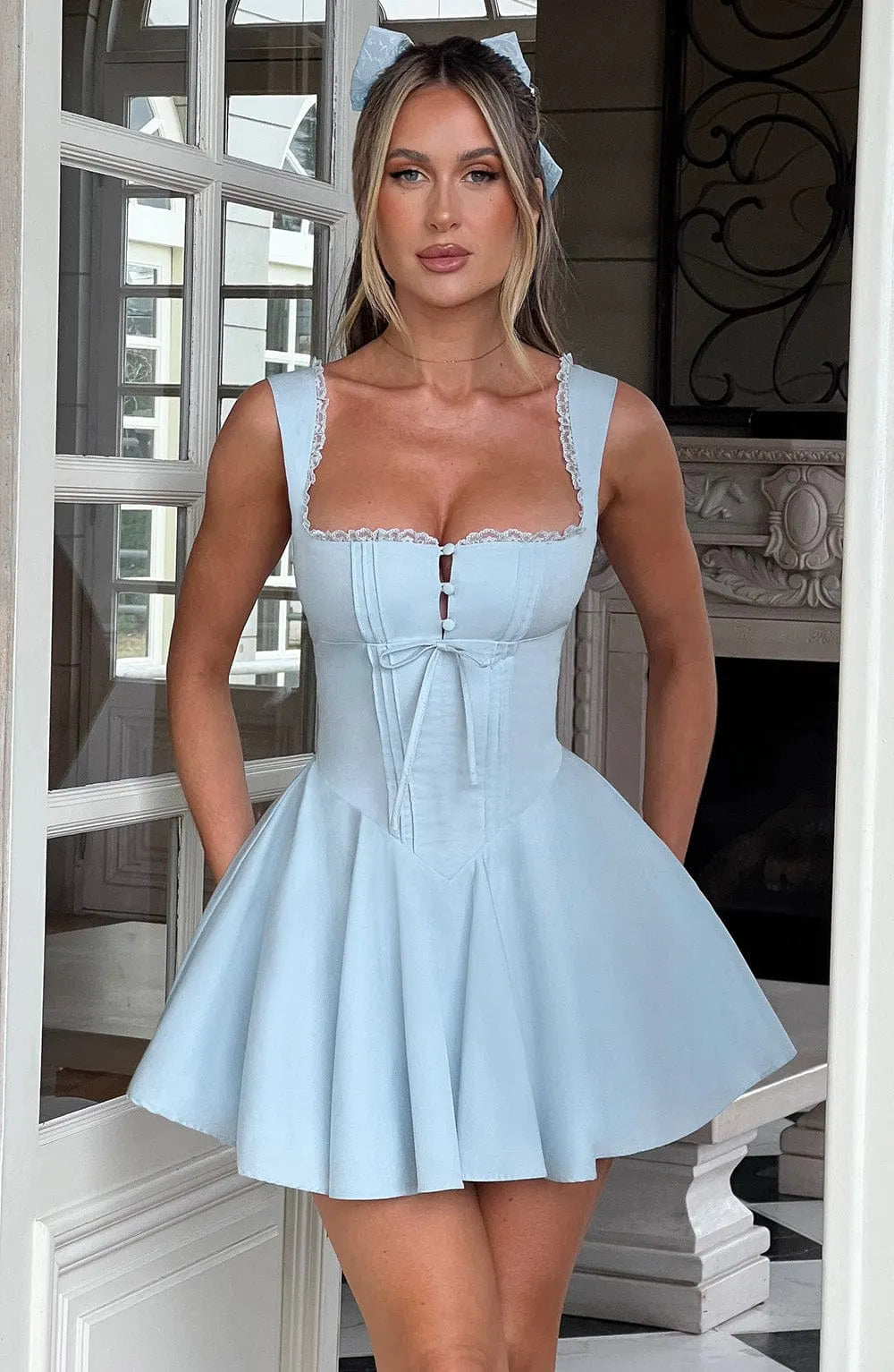 Antonella Mini Dress - Blue Flowering Girl