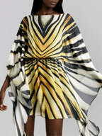 Jaleno Bat Sleeve Stripe Mini Dress Flowering Girl
