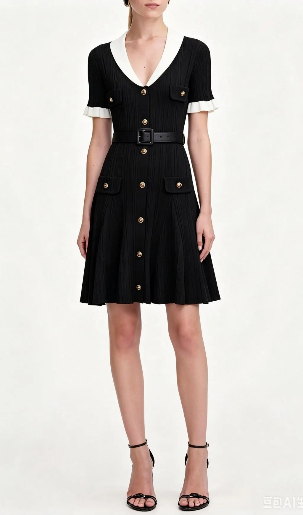 Madeline Black Short Sleeve Knit Mini Dress Flowering Girl