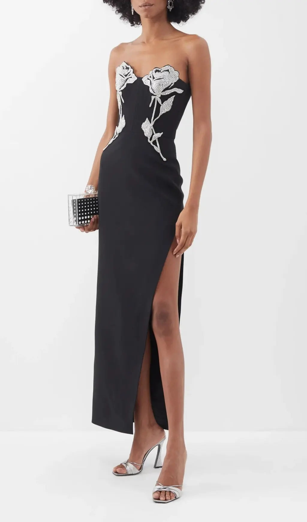 Crystal Flower Maxi Dress In Black Flowering Girl