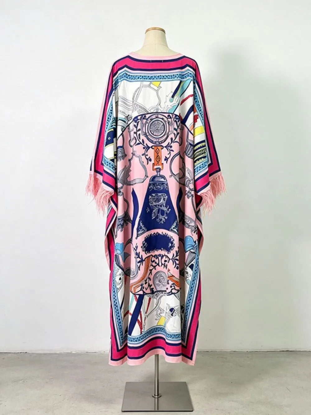 Marlie Printed Long Sleeve Feather Maxi Dress Flowering Girl