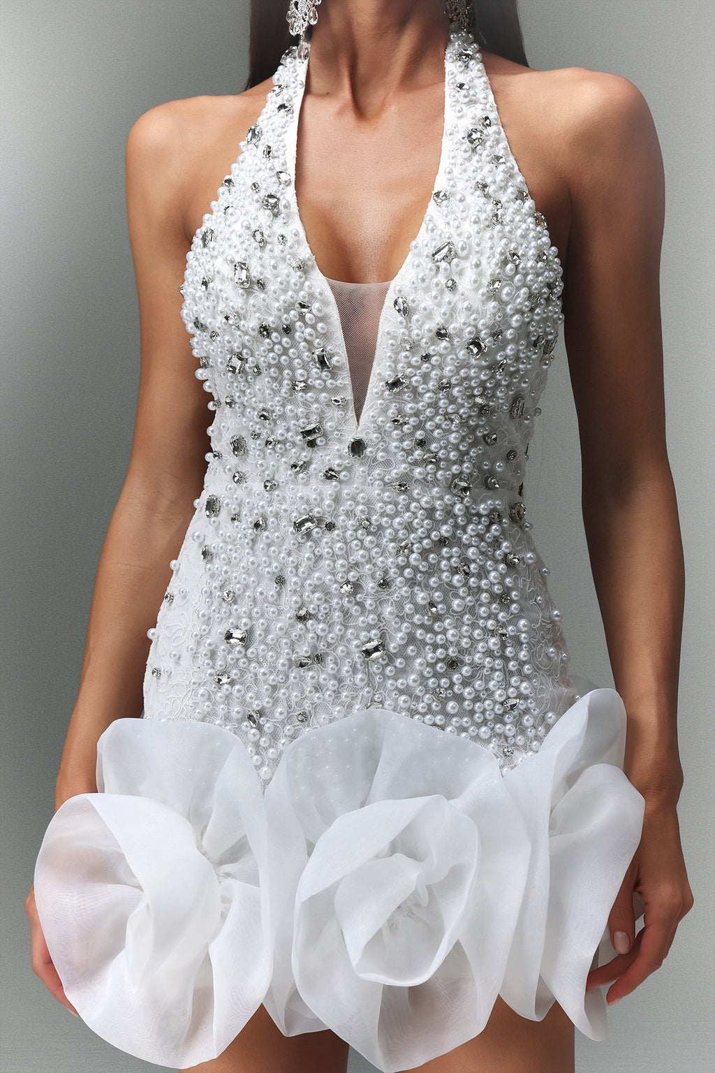 Tove Sleeveless V-neck Diamond Flowers Mini Dress Flowering Girl