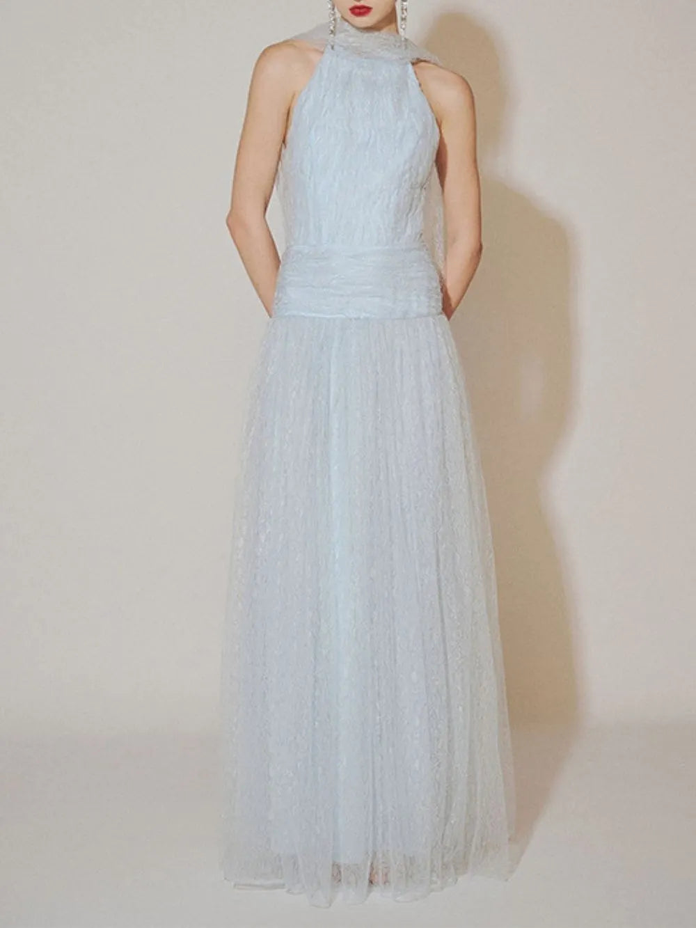 Marcela Halter Mesh Maxi Dress Flowering Girl