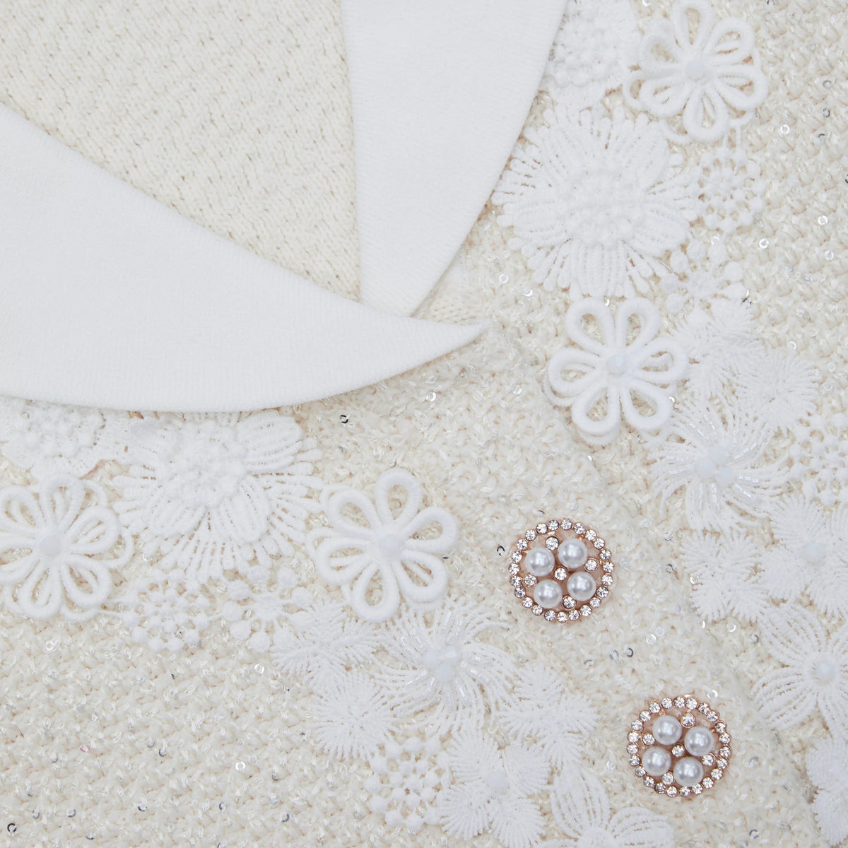 CREAM SEQUIN KNIT MINI DRESS Flowering Girl