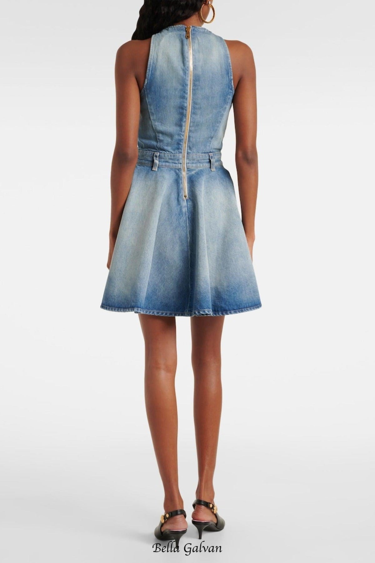 Penaza Denim Sleeveless Flared Mini Dress Flowering Girl