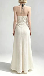 Lauwdina Ivory Halter Maxi Dress Flowering Girl