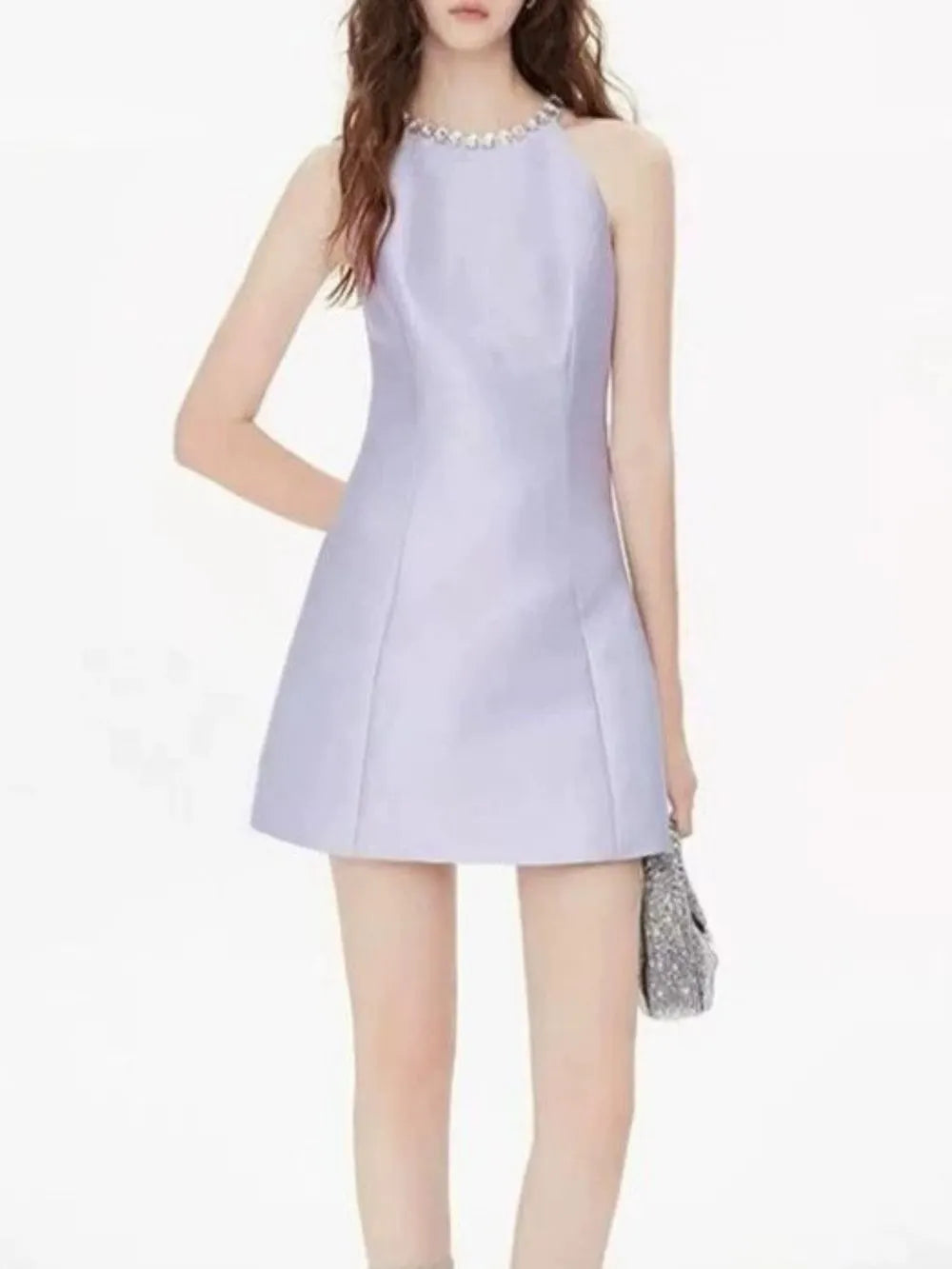 Marisha Purple Sleeveless Diamante Mini Dress Flowering Girl