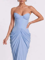 Wensor Strapless Ruched Maxi Dress Flowering Girl