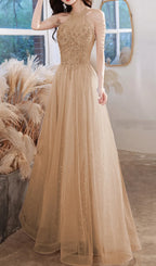 Cleon Halter Flower Sequin Maxi Dress Flowering Girl