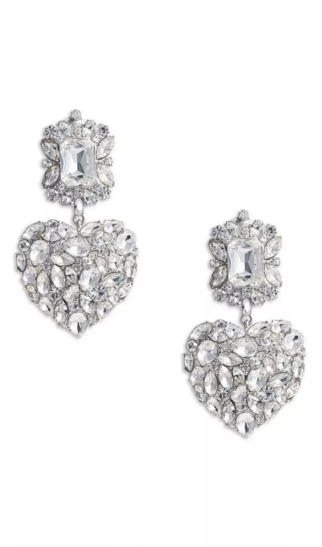 Crystal Heart Tiered Drop Earrings Flowering Girl