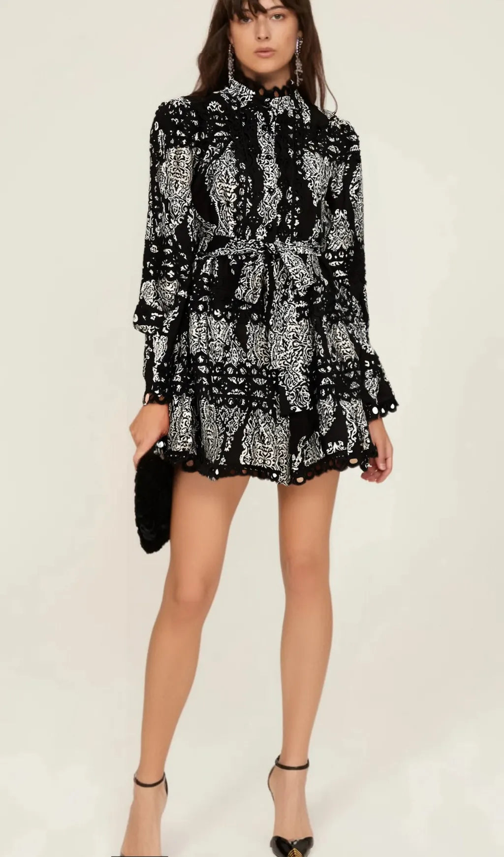 Bérengère black pattern-print mini dress Flowering Girl