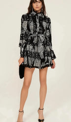 Bérengère black pattern-print mini dress Flowering Girl