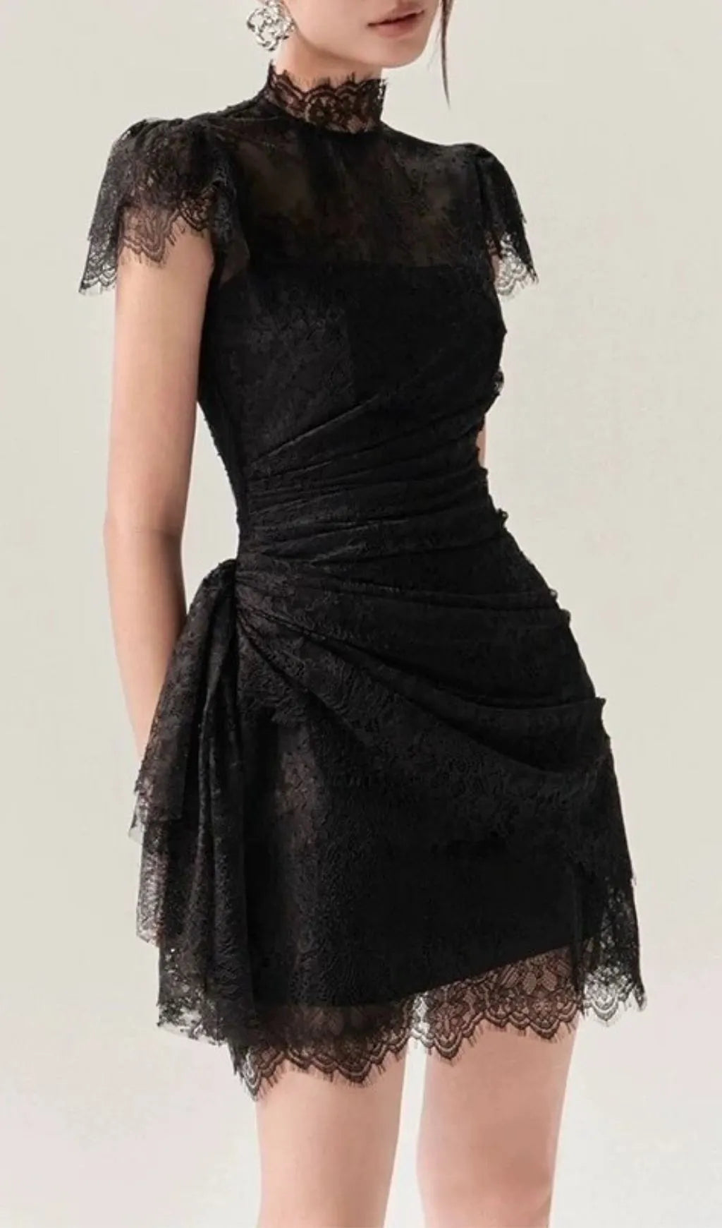 Liliah Black Lace Mini Dress Flowering Girl