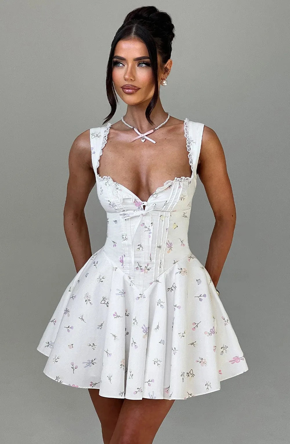 Antonella Mini Dress - Multi Floral Print Flowering Girl