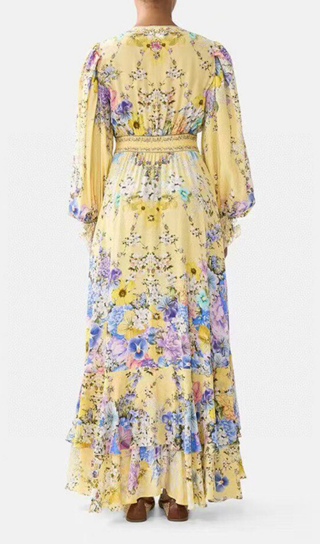 Kayli Yellow Floral Long Sleeve Maxi Dress Flowering Girl
