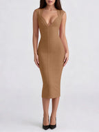 Marixa V-Neck Bandage Midi Dress Flowering Girl