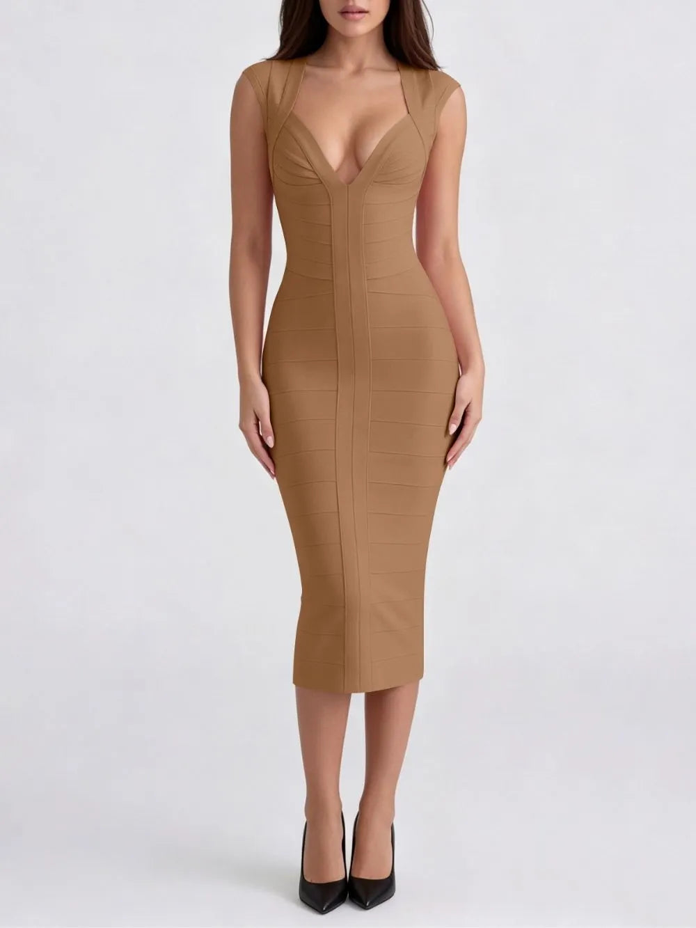 Marixa V-Neck Bandage Midi Dress Flowering Girl