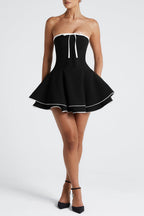 Juno strapless Mini Dress in Black Flowering Girl