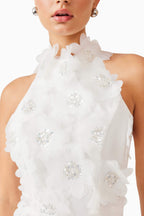 Cherry Blossom Mini Dress In White Flowering Girl