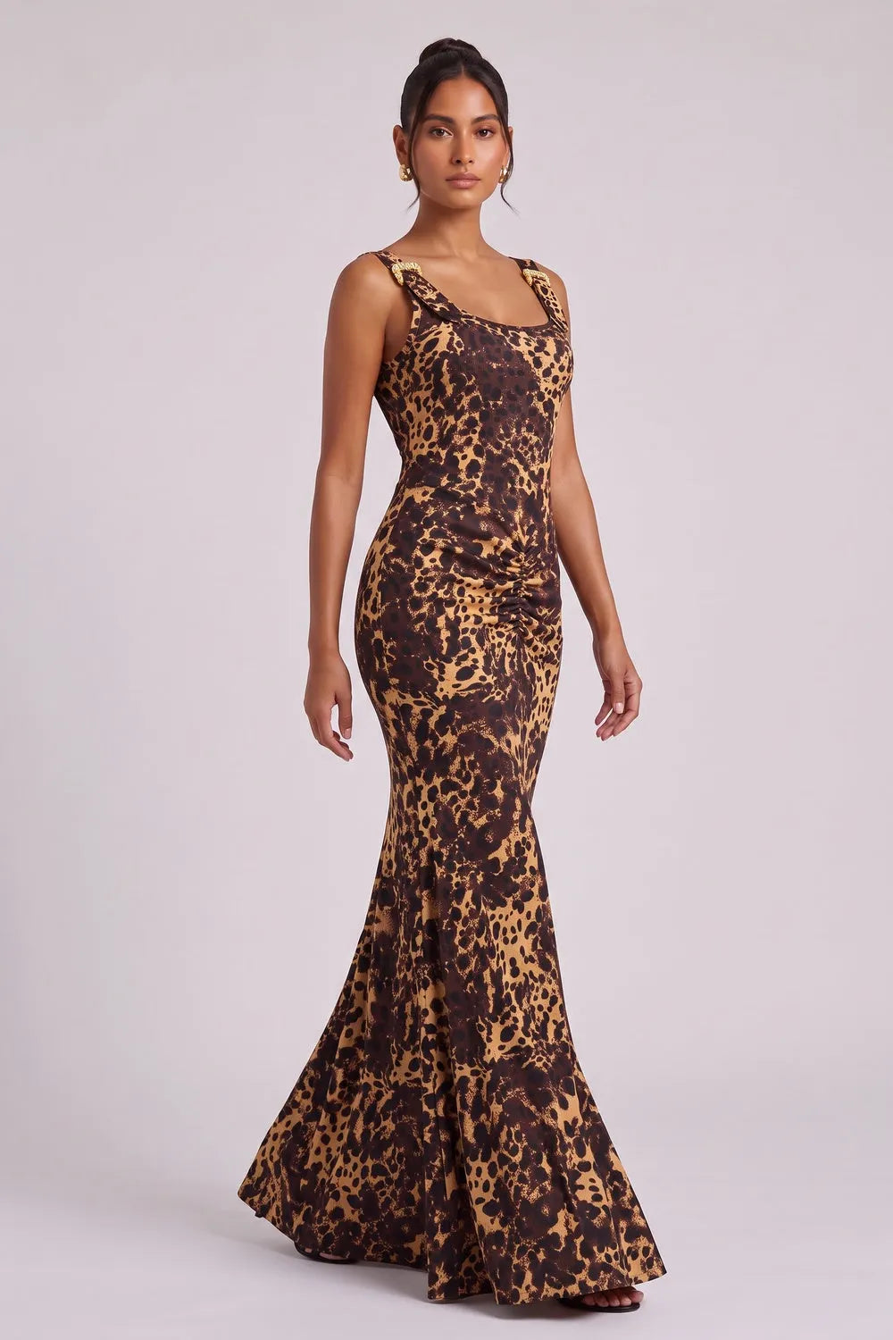 Leopard Print Floor-Length Maxi Dress Flowering Girl