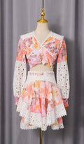 Ilknur Printed Long Sleeve Two-Piece Set Flowering Girl