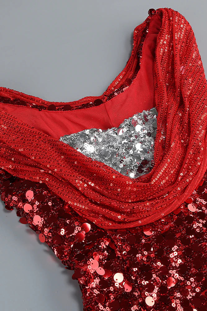 Basia Sleeveless Sequin Maxi Dress In Red Flowering Girl