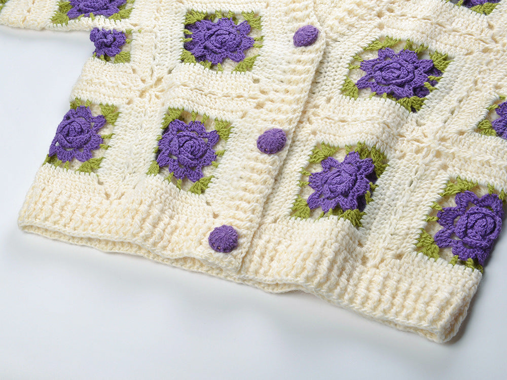 Hilario Flower Knit Cardigan Flowering Girl