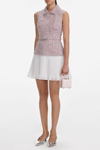Olivia Pink Boucle Chiffon Mini Dress Flowering Girl