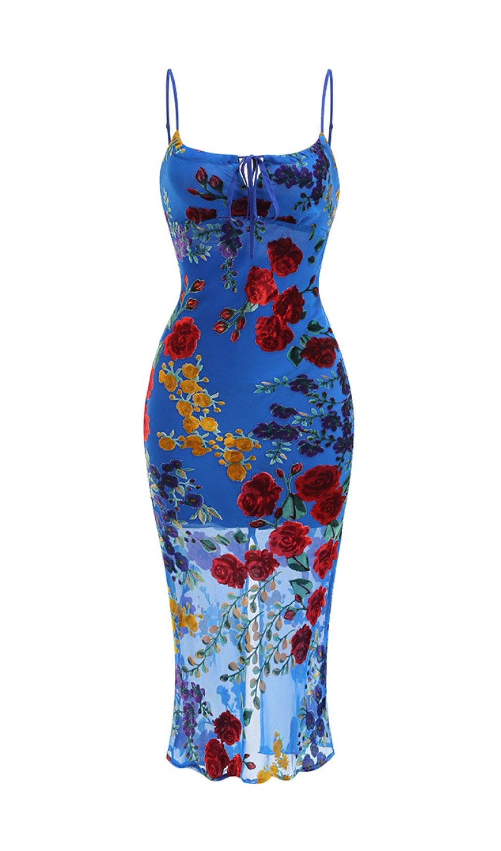 Branden Blue Floral Midi Dress