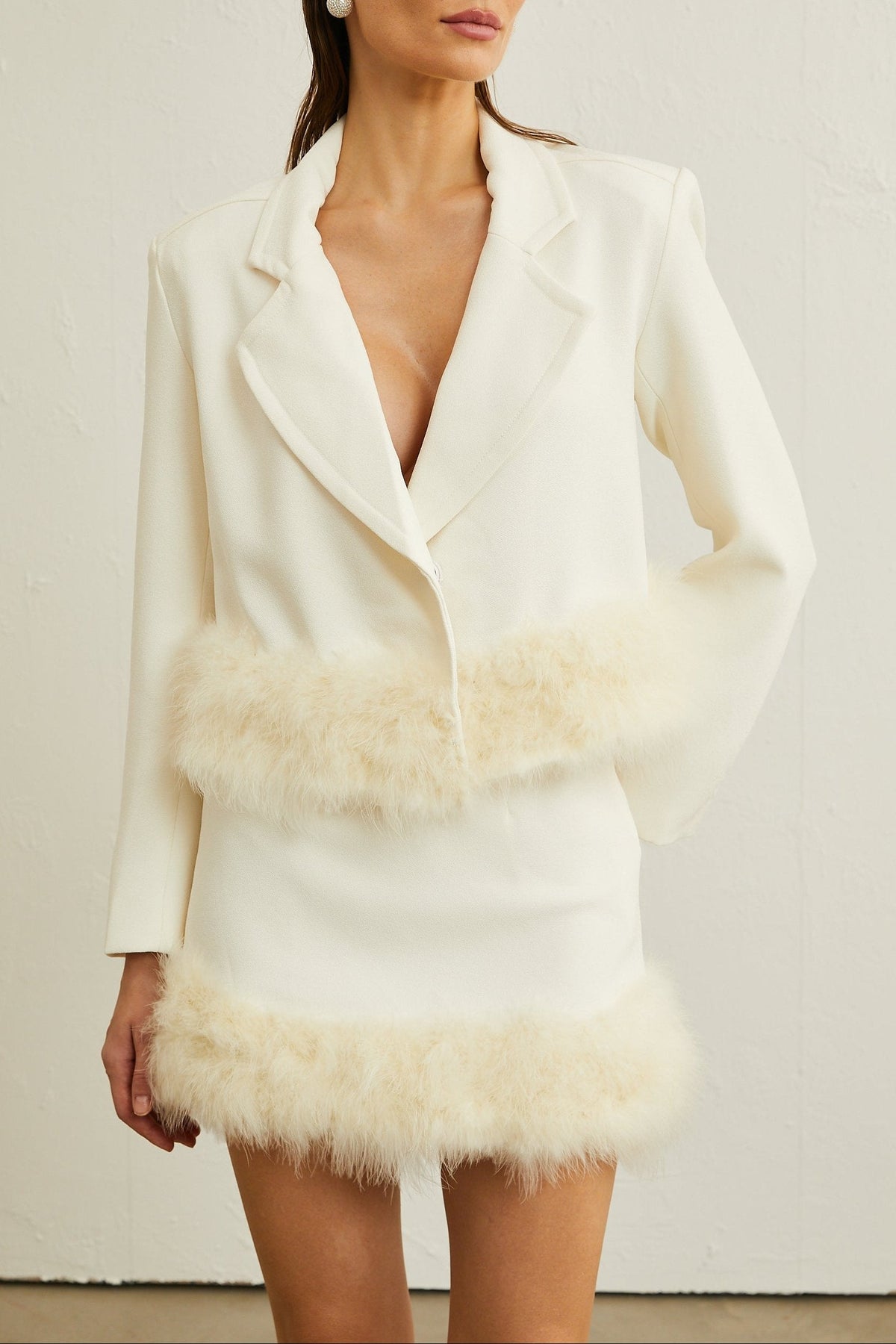 Valérie Feather-Hem Blazer & Skirt Matching Set Flowering Girl