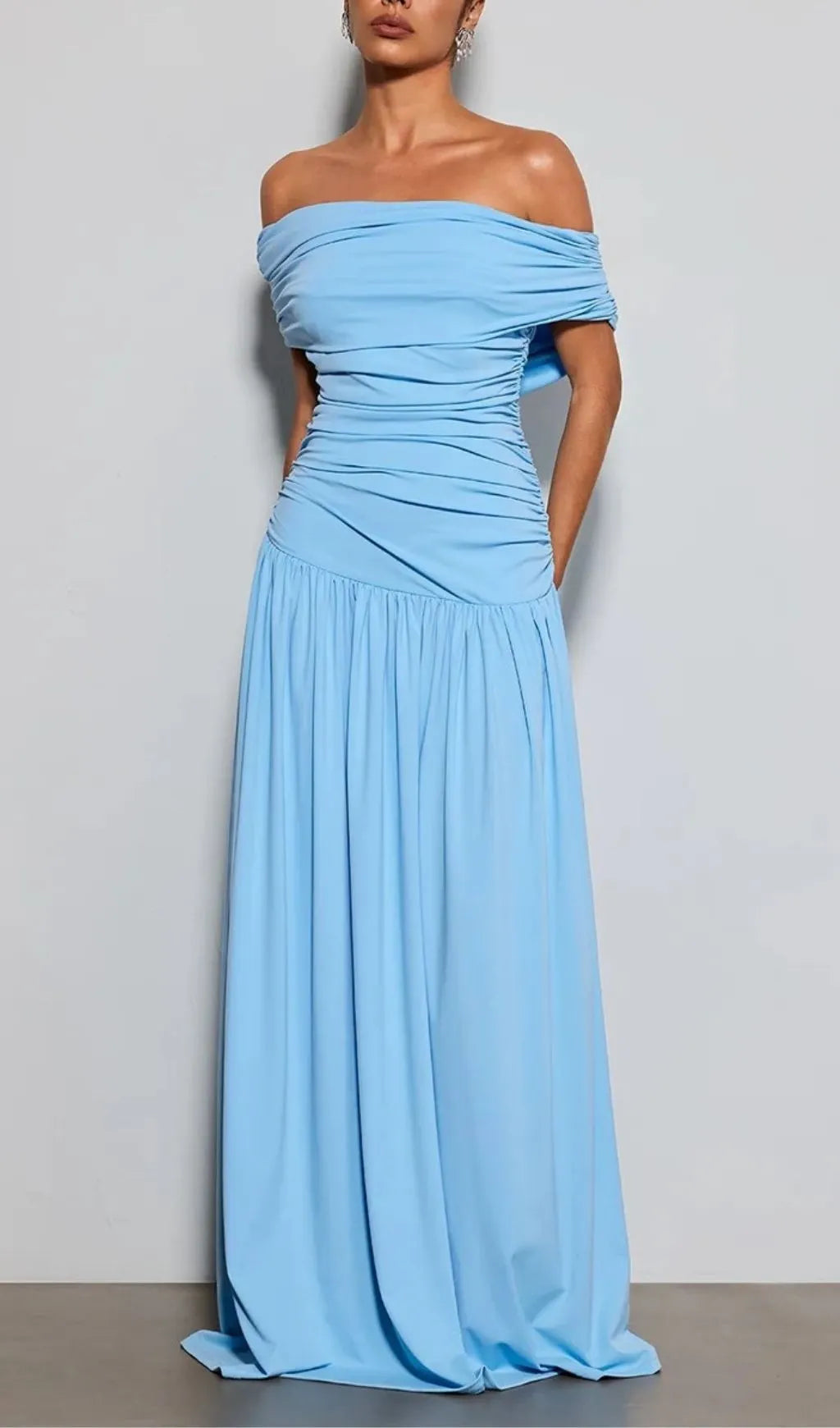 Etsuko Off Shoulder Ruched Maxi Dress Flowering Girl