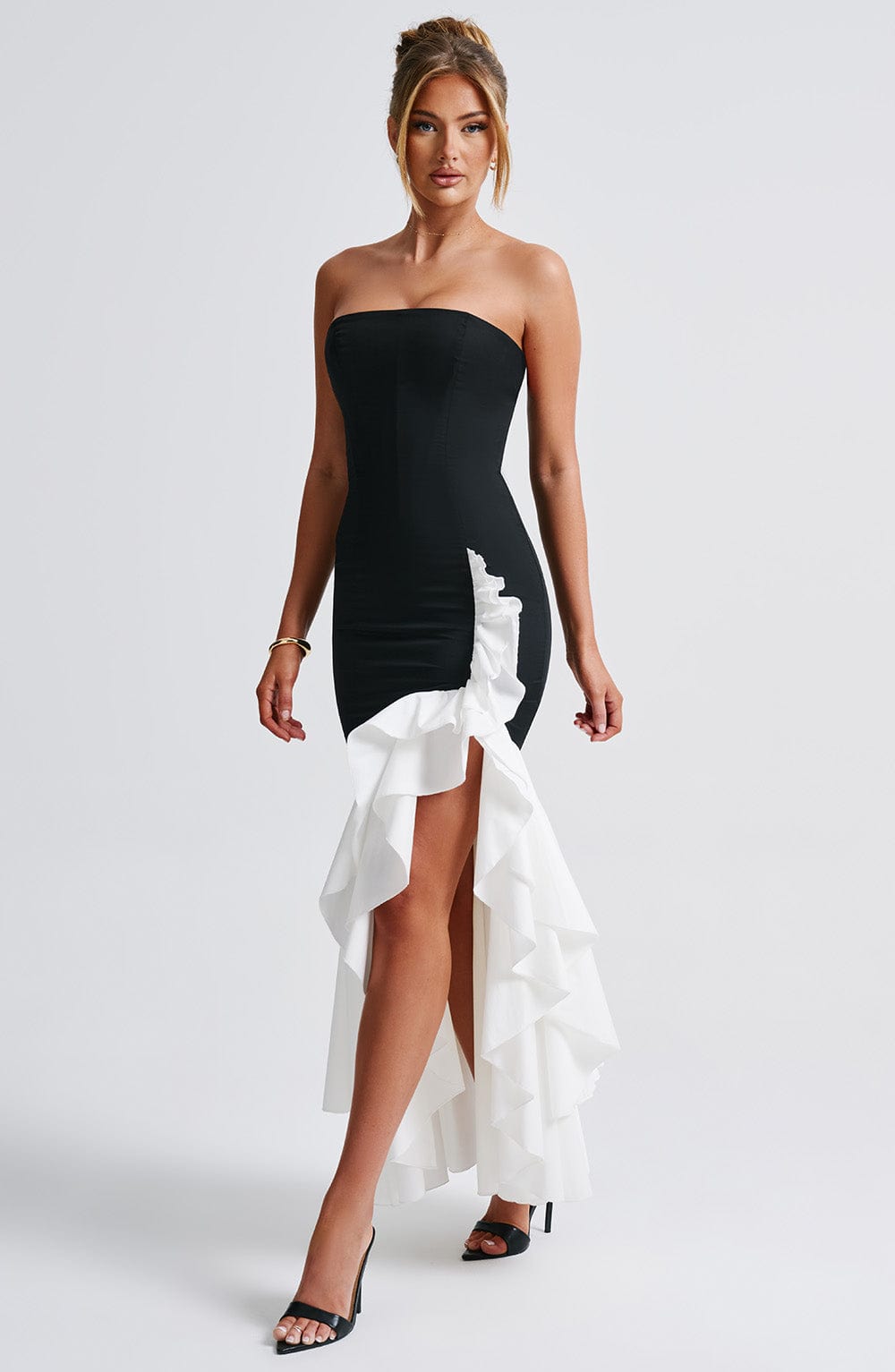 Angelina Maxi Dress - Black/White Flowering Girl