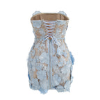 jessica floral embroidery Mini Dress in Blue Flowering Girl