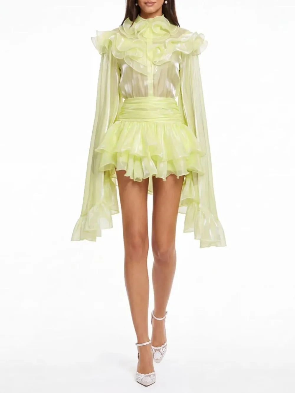 Grimwin Bell Sleeve Ruffle Skirt Set Flowering Girl