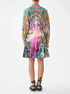 Meenakshi Printed Long Sleeve Mini Dress Flowering Girl