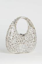 Annabel Clear Crystal Embellished Acrylic Clutch - White Flowering Girl