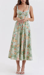 Light Jade Print Bustier Sundress Flowering Girl