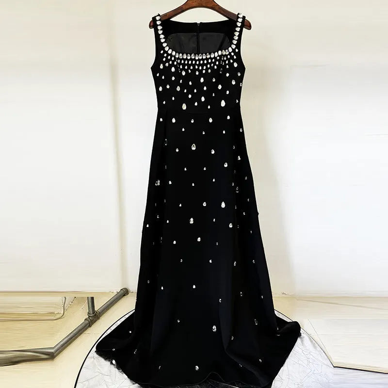 Yellow Beaded Diamond Sleeveless Vest Dress Flowering Girl