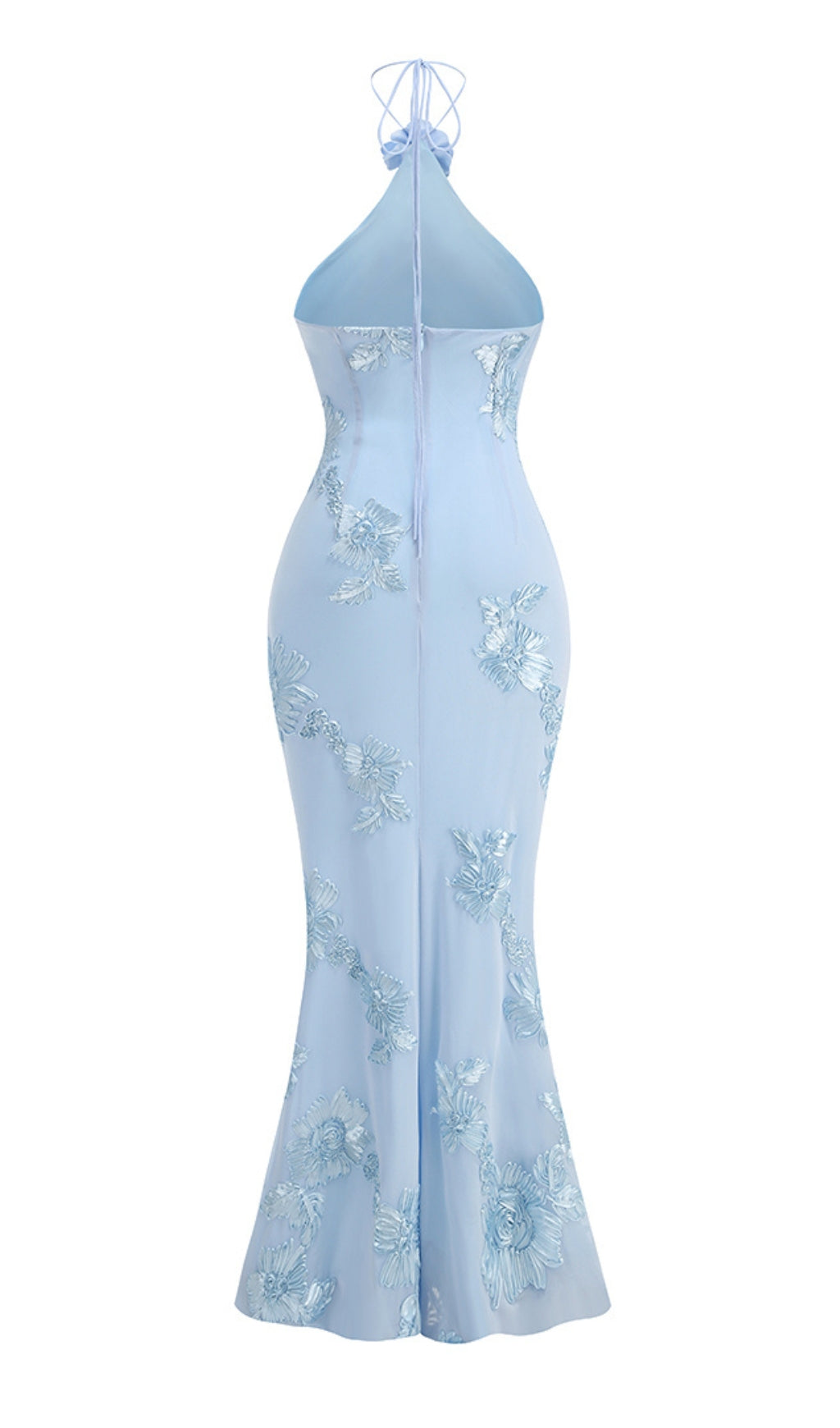 Bambi Blue Halter Flower Maxi Dress Flowering Girl