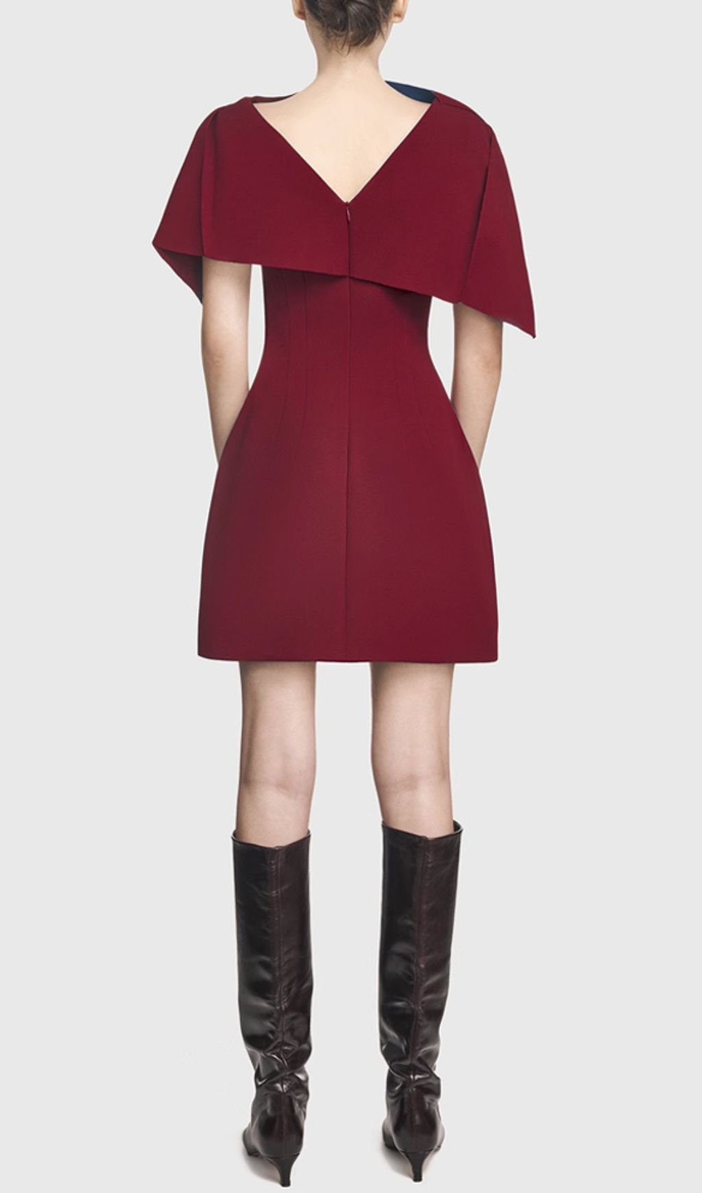 Gainell Wine Irregular Shoulder Mini Dress Flowering Girl