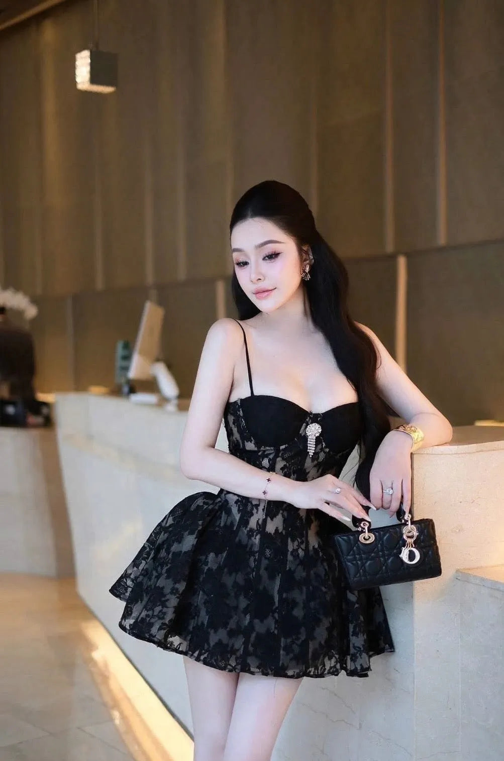 Camilla Corset Lace Mini Dress Flowering Girl