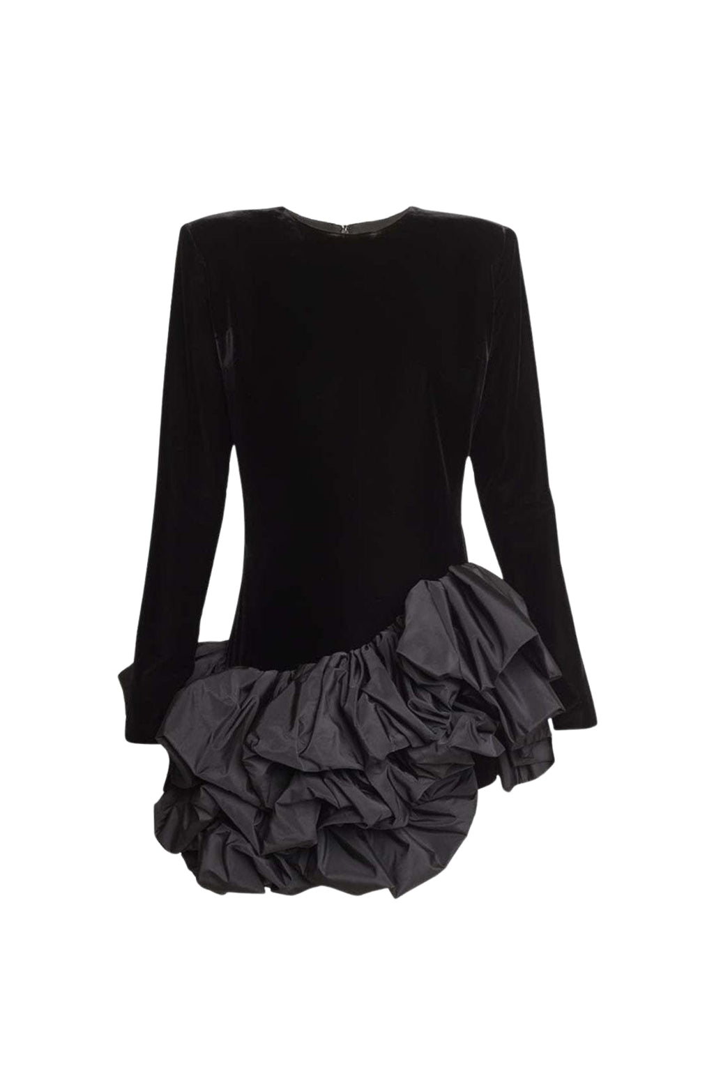 Solid Velvet Long Sleeve Ruffle Mini Dress Flowering Girl