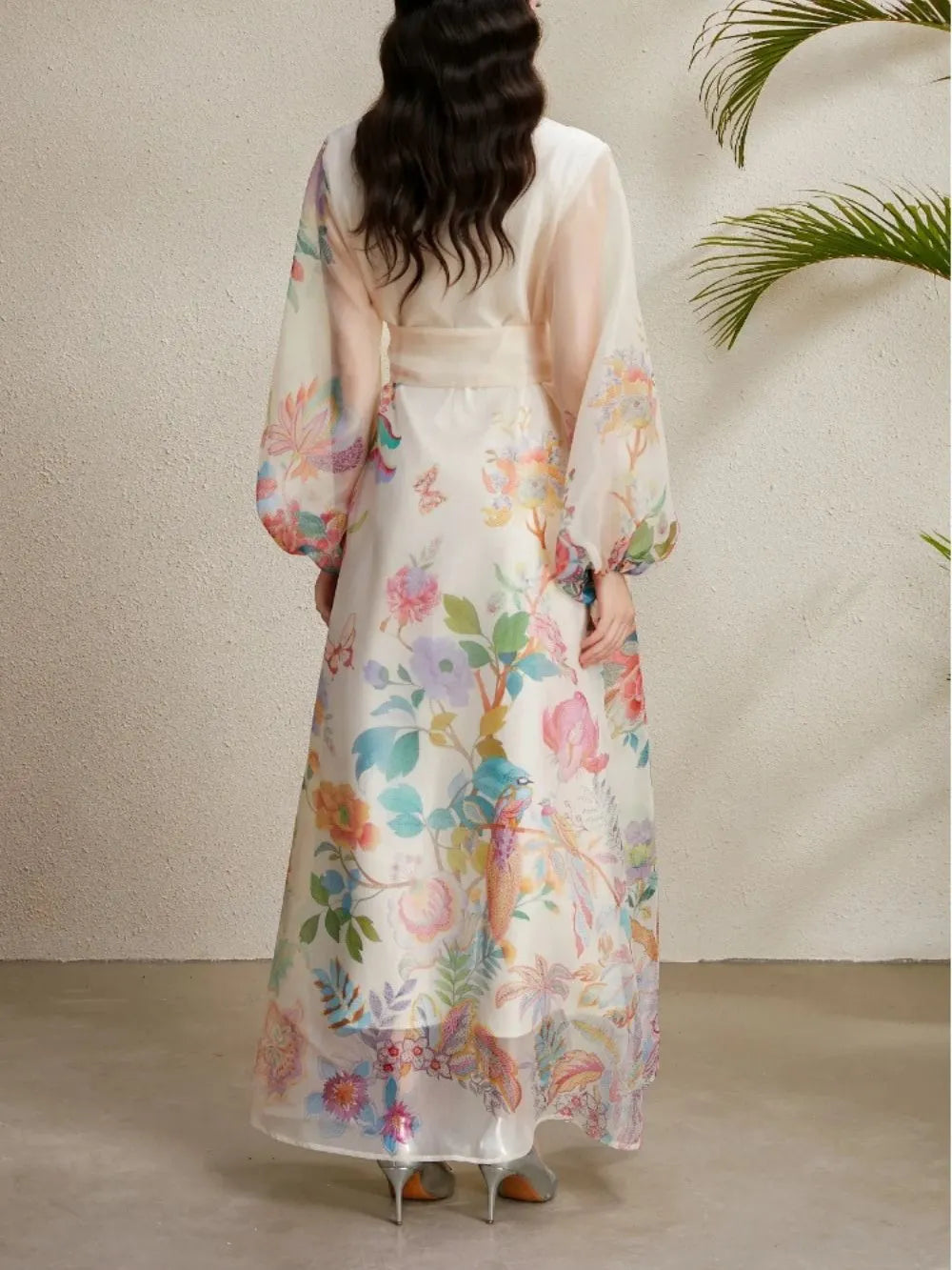 Maru Apricot Printed Maxi Dress Flowering Girl
