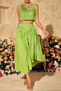 Sleeveless Ruched Skirt Set Flowering Girl