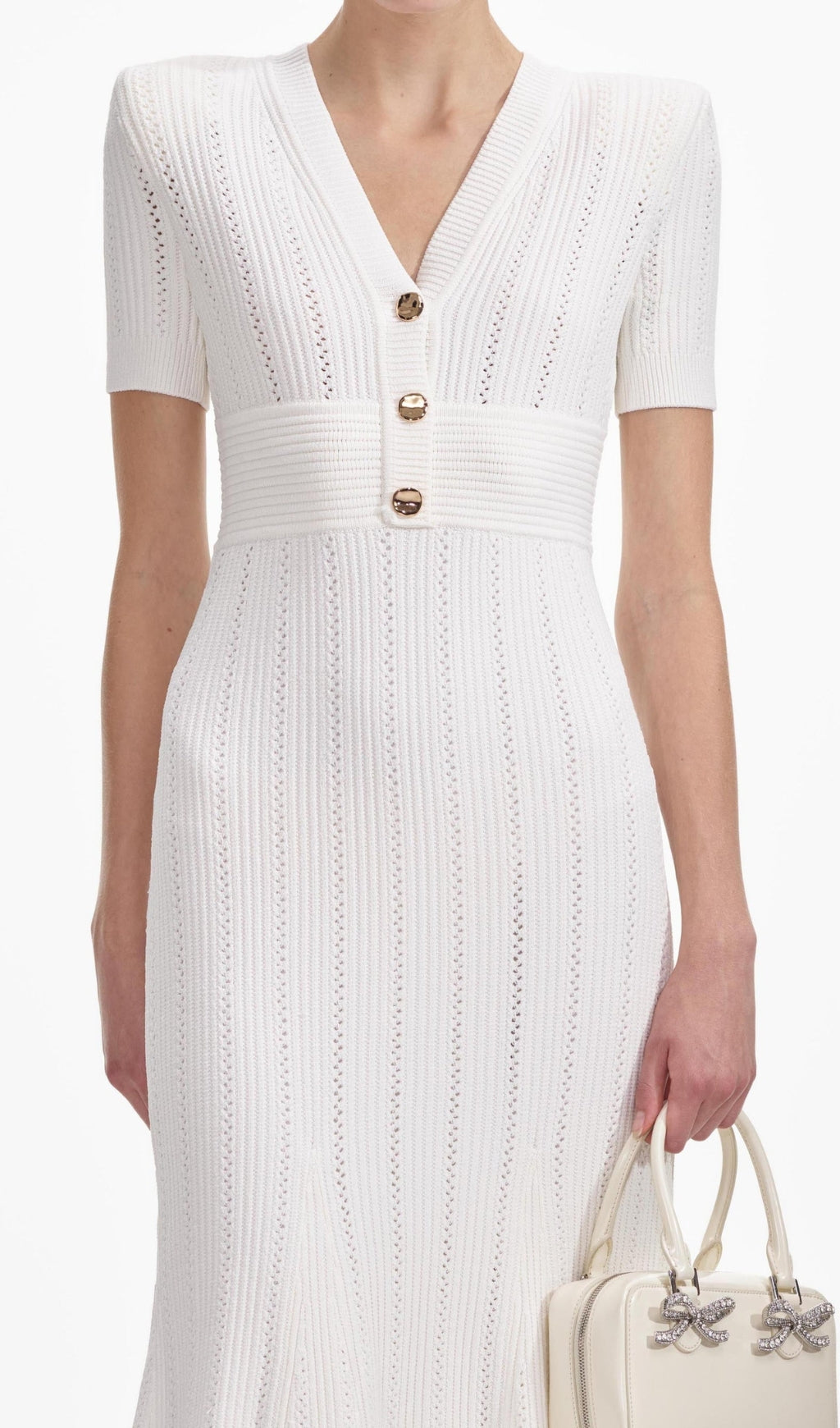 Cream Pointelle Knit Midi Dress Flowering Girl