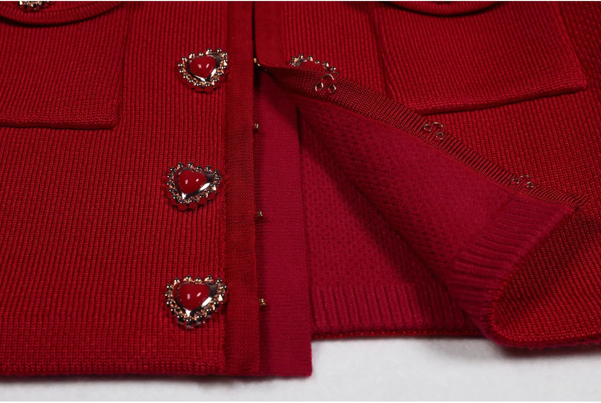 Clia Heart Button Pleated Skirt Set Flowering Girl