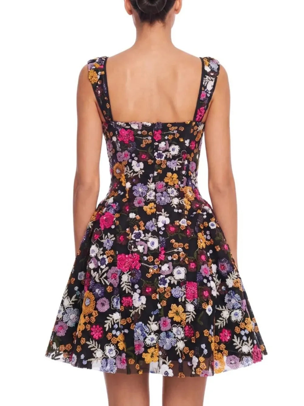 Galenx Embroidered Flower Sequin Mini Dress Flowering Girl