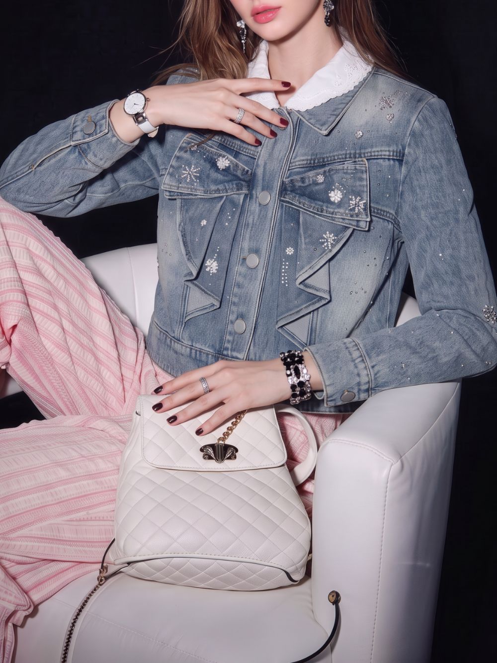 Milka Blue Denim Jacket Flowering Girl